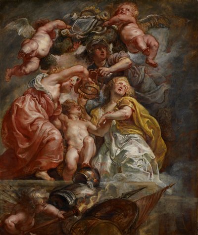 De unie van Engeland en Schotland (Karel I als de Prins van Wales) door Peter Paul Rubens